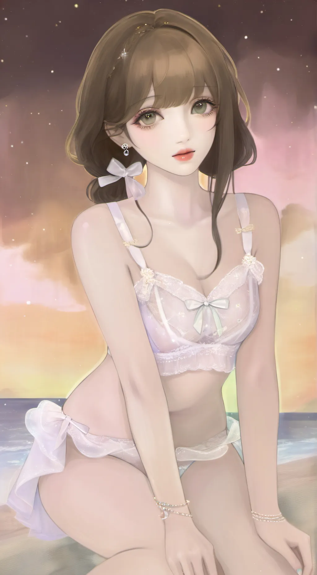 ai character: Kny beach background