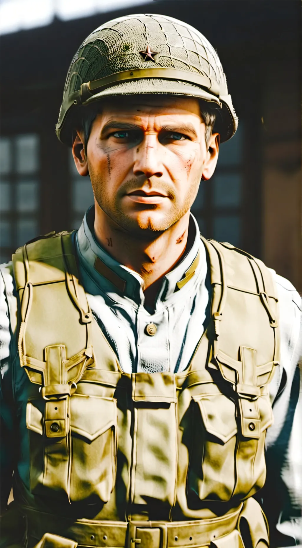 ai character: Harrison Fort  background