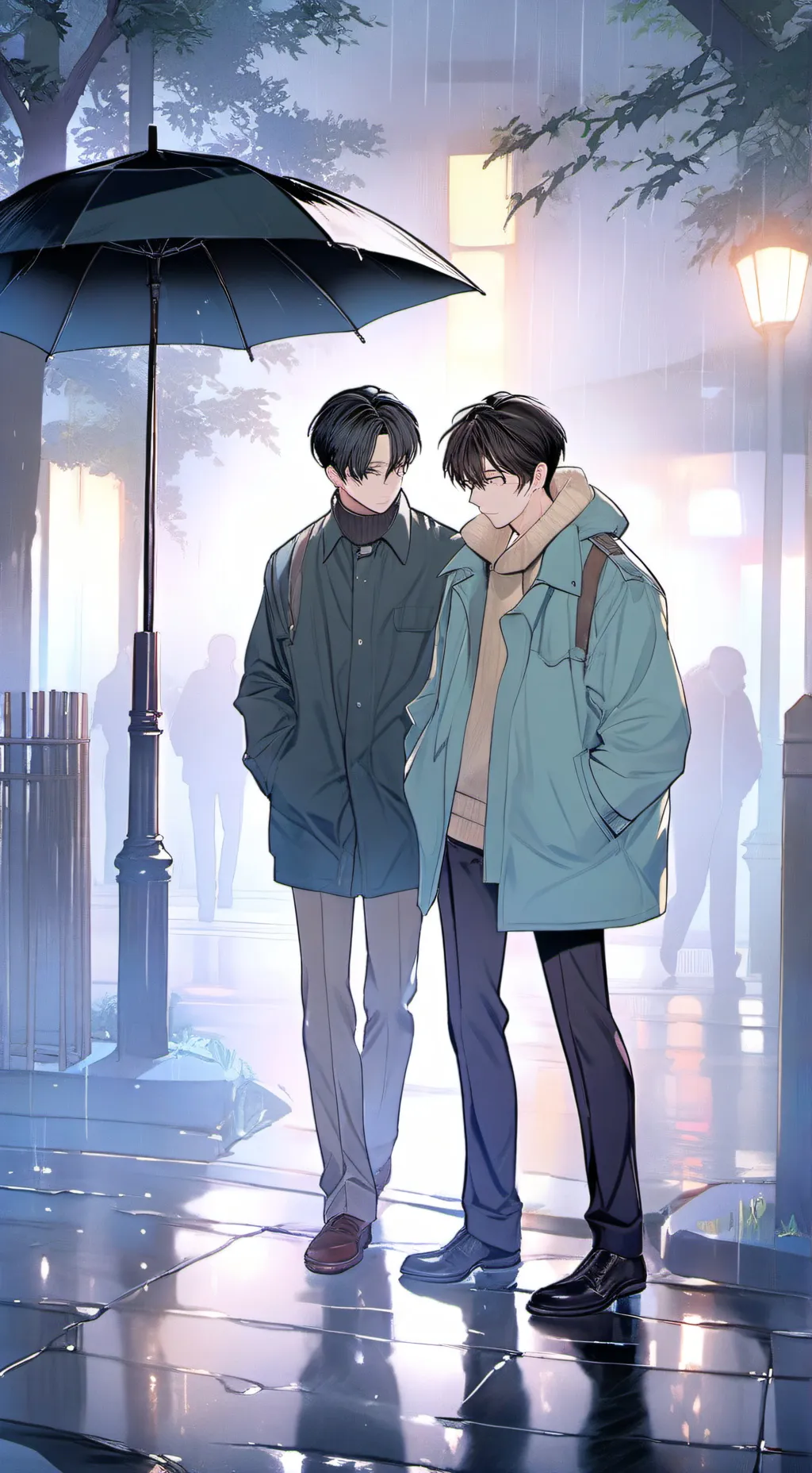 ai character: His Light at night background