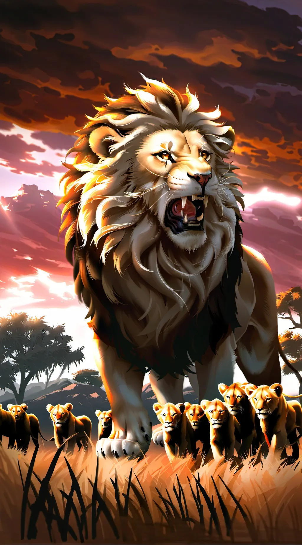 ai character: Lion pride background