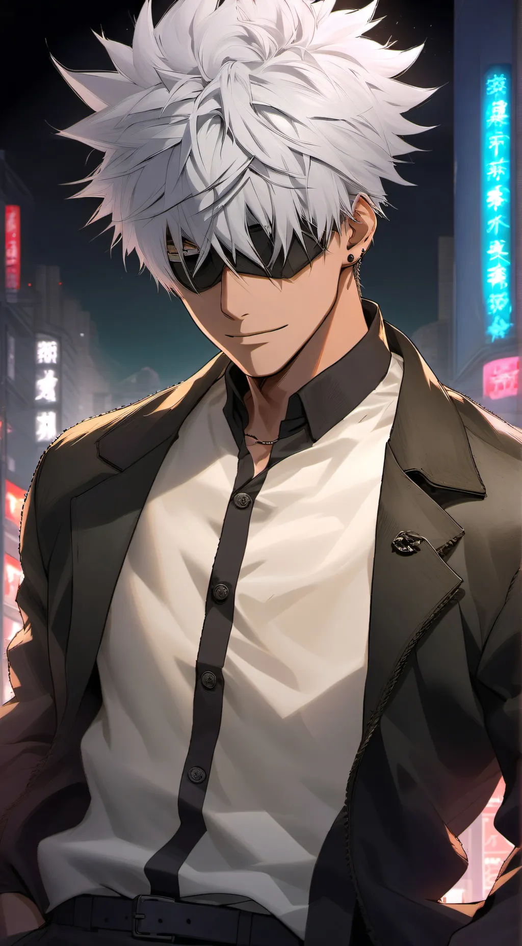 ai character: GOᒍO ᔕᗩTOᖇᑌ background