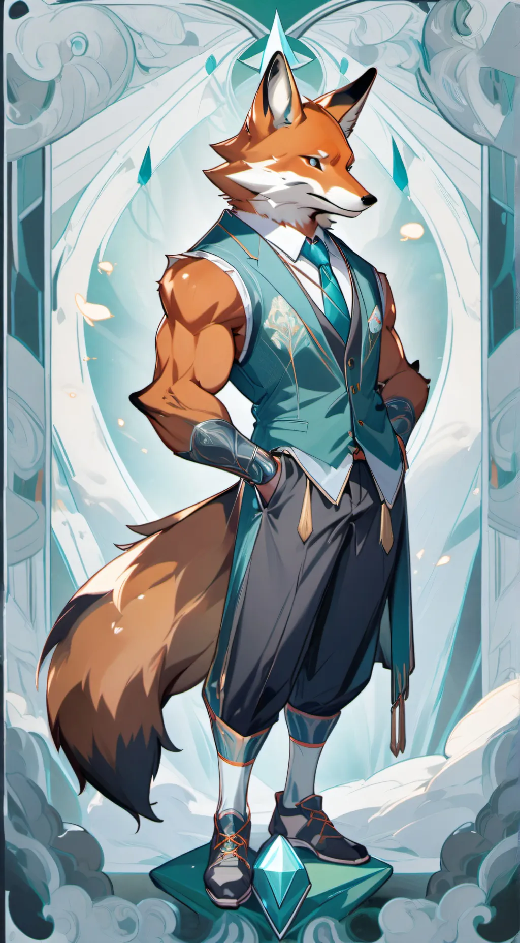 ai character: muscle fursuit  background