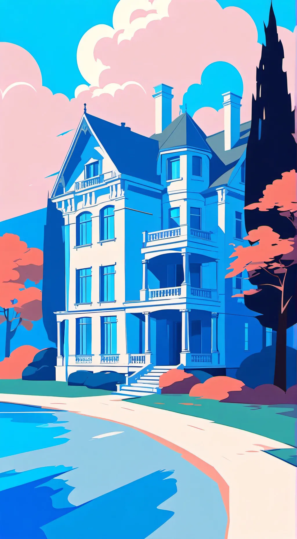 ai character: Butterfly mansion background