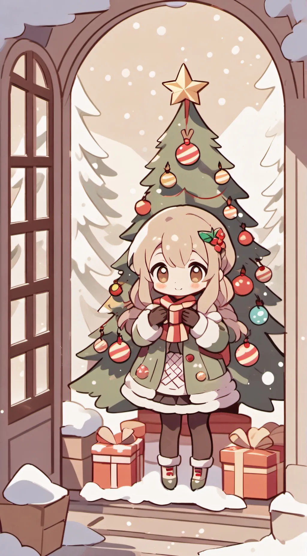 ai character: HH Christmas  background