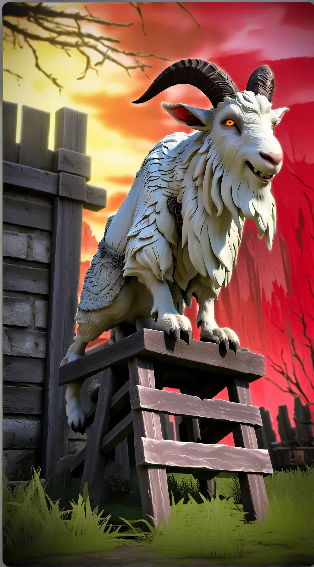 ai character: evil goat  background