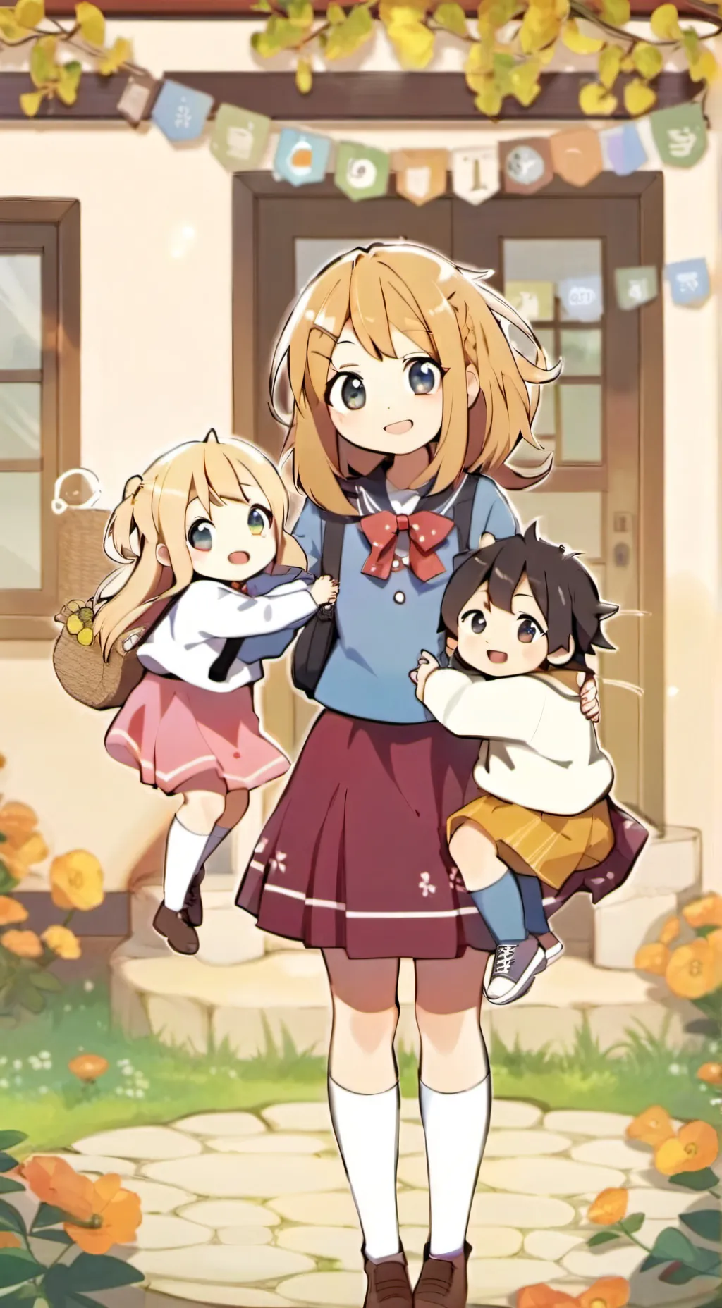 ai character:  siblings School 2 background