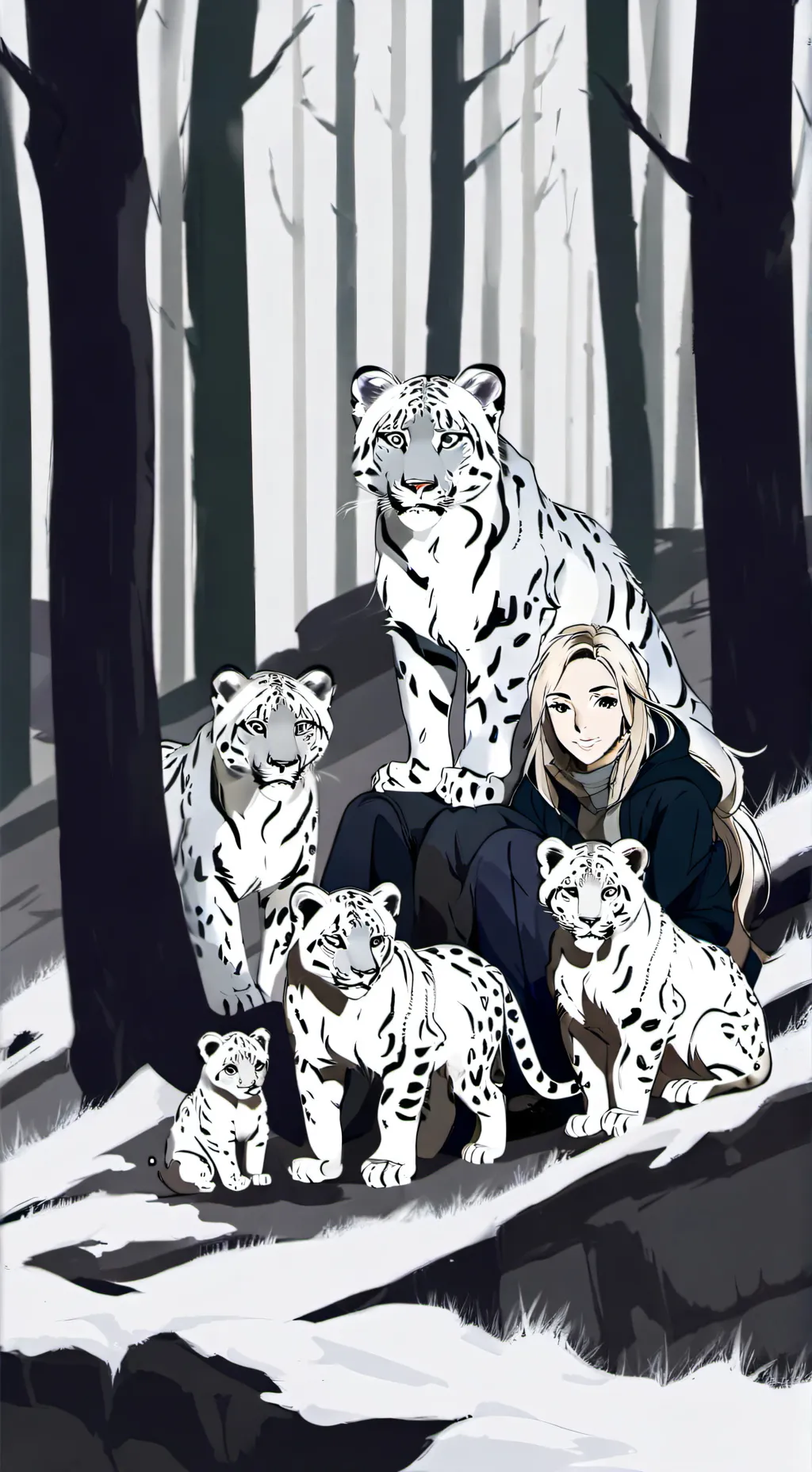 ai character: Snow leopards background