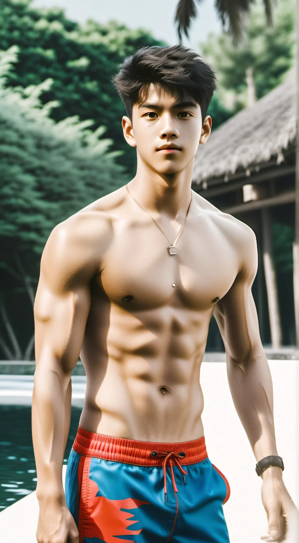 ai character: Pool party background