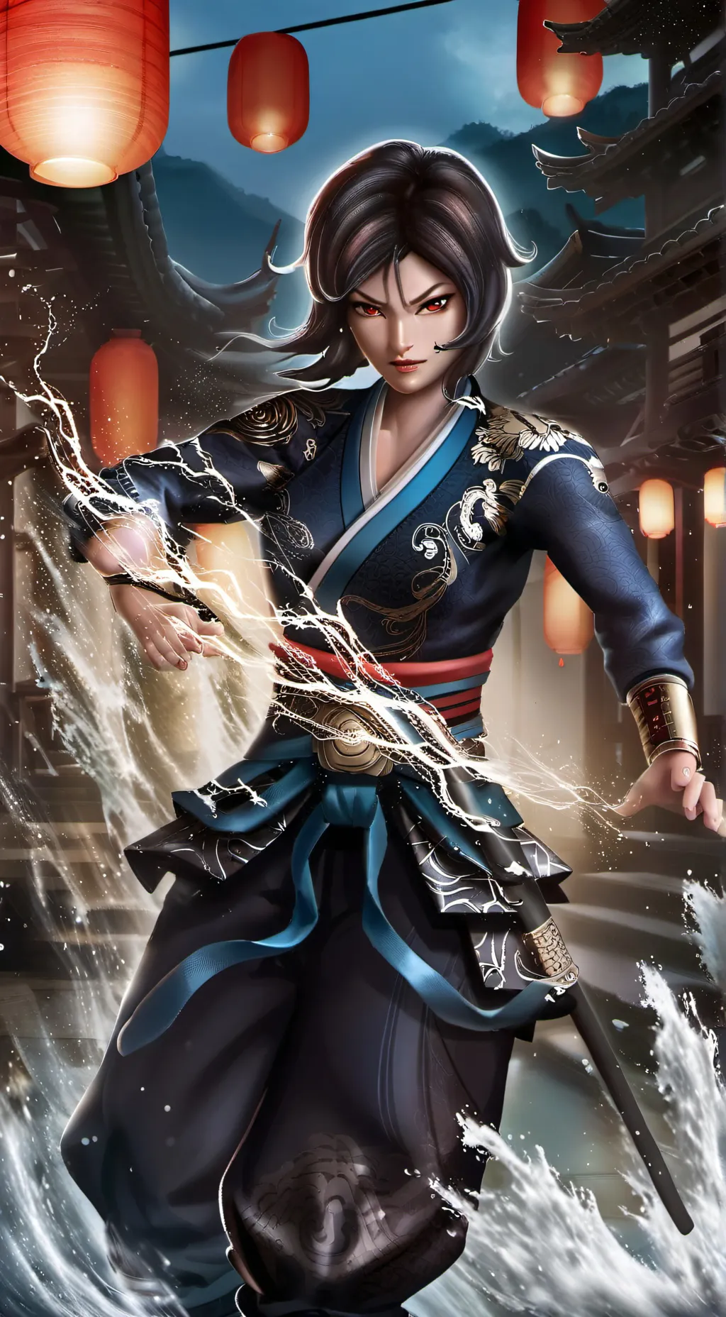 ai character: Nya from Ninjago background