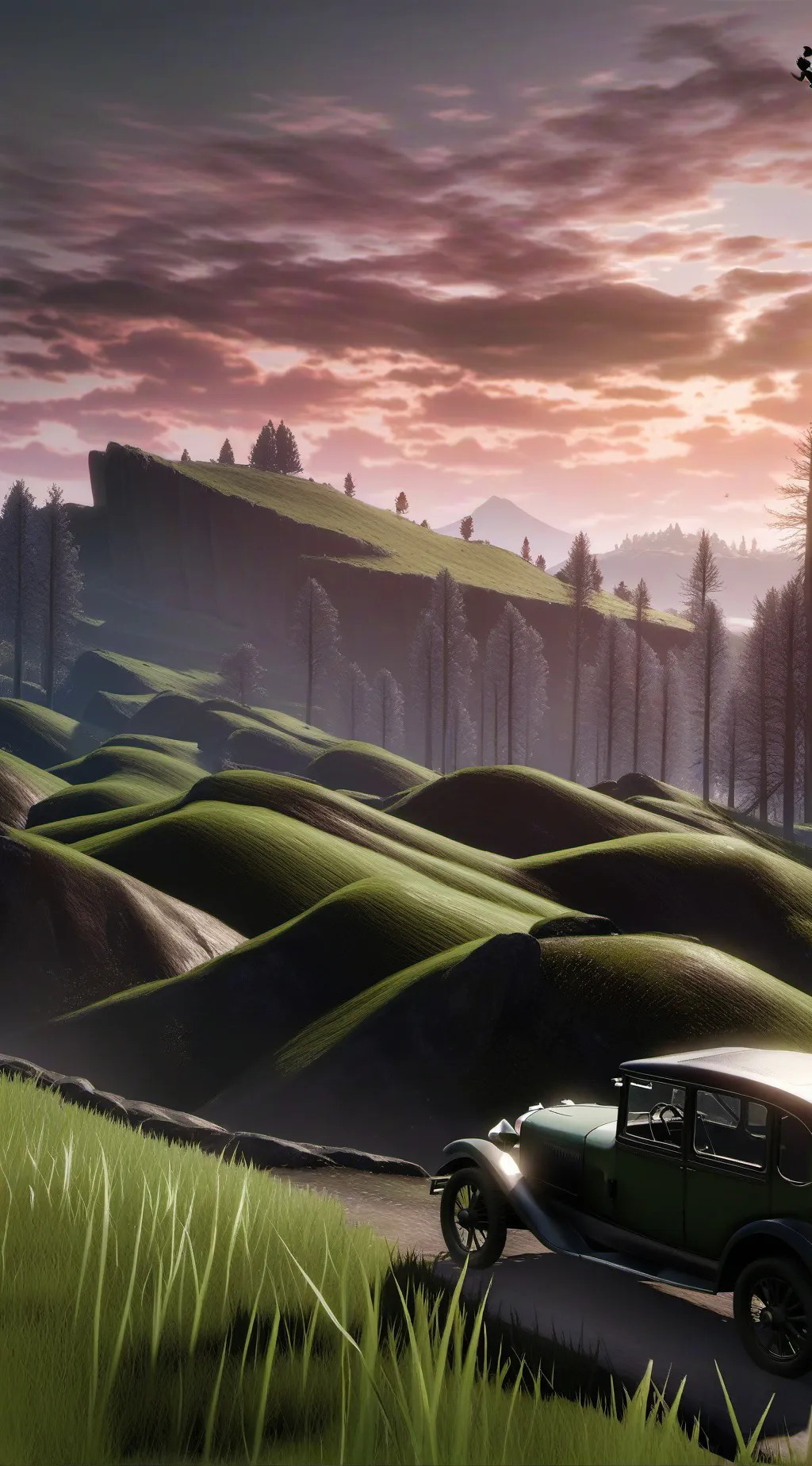 ai character: haunted forest kny background