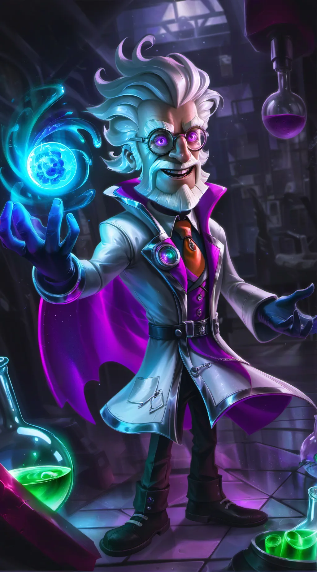 ai character: mad science guy background