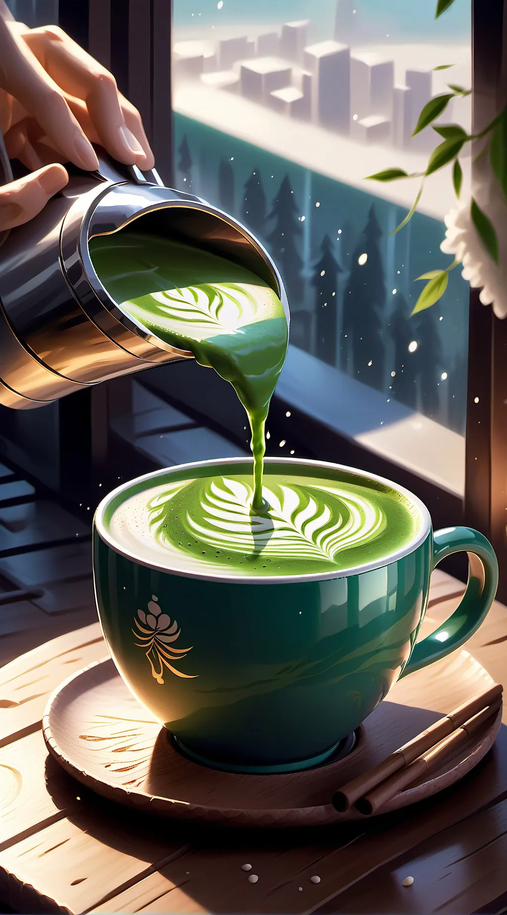 ai character: Matcha background