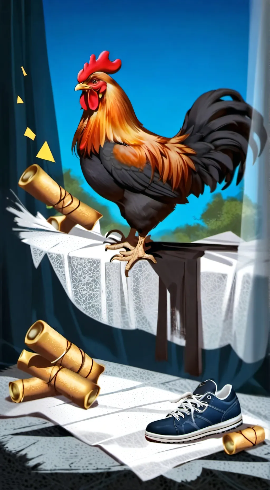 ai character: gallo inteligente background