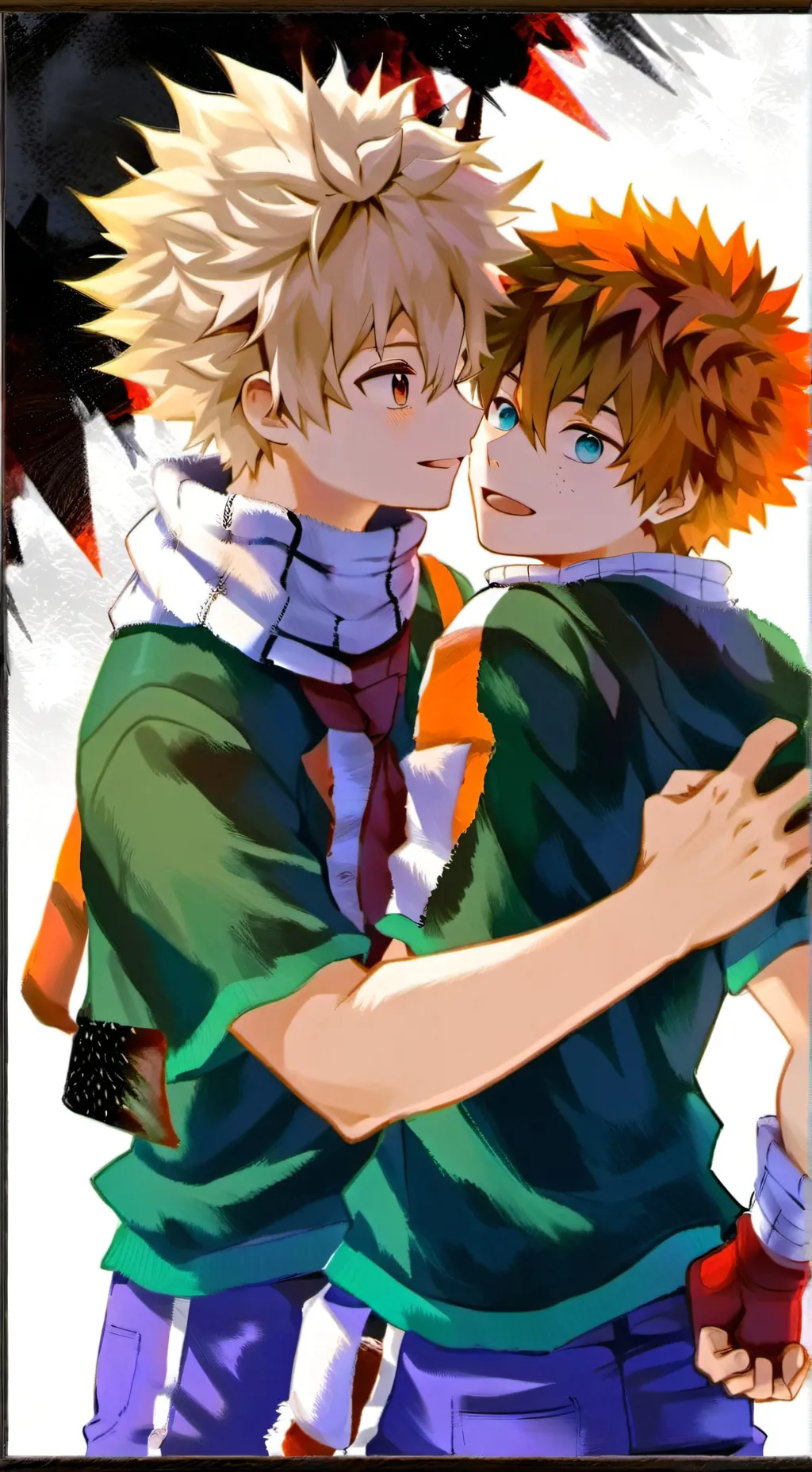 ai character: bakugo X deku background