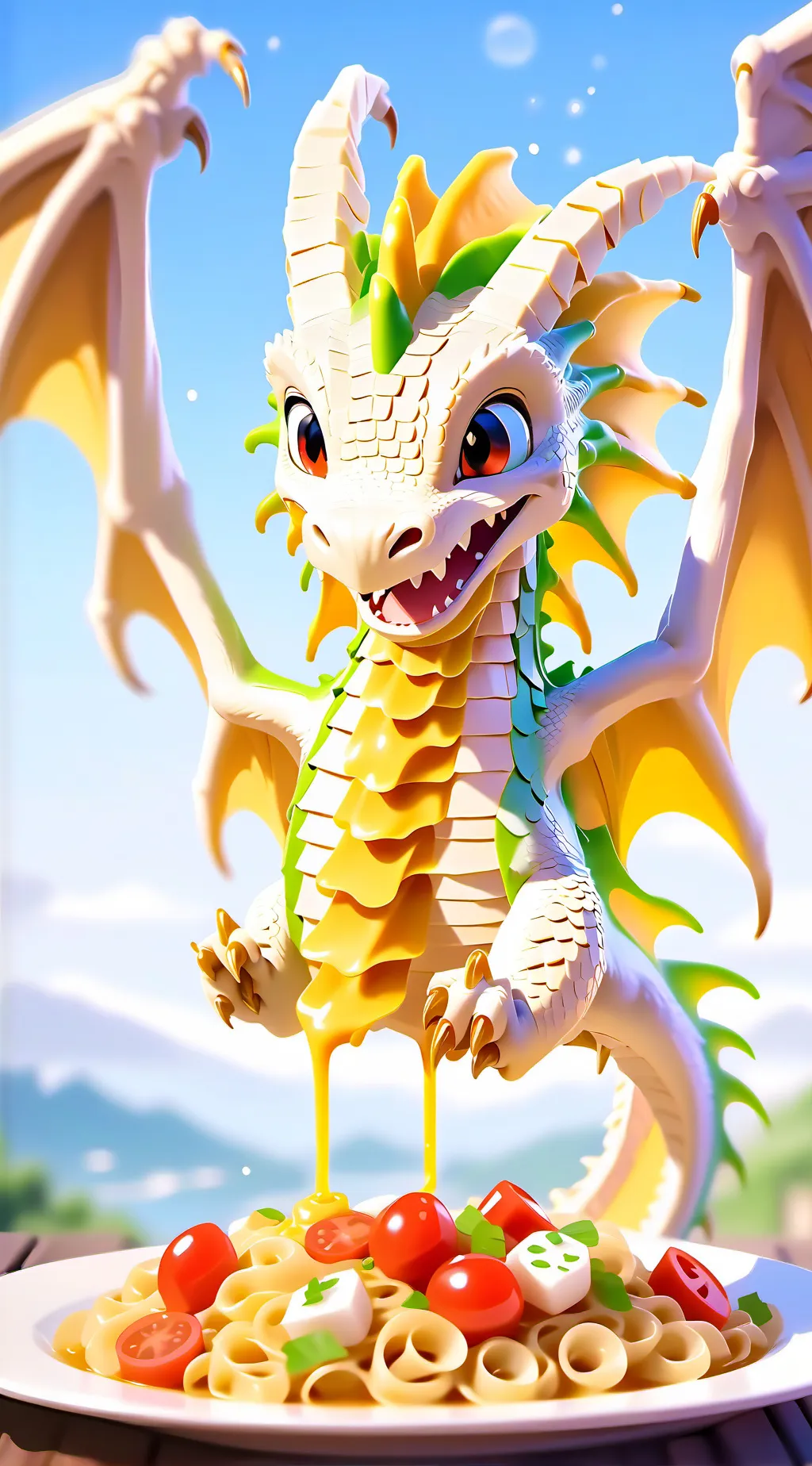 ai character: dragon cannelloni  background