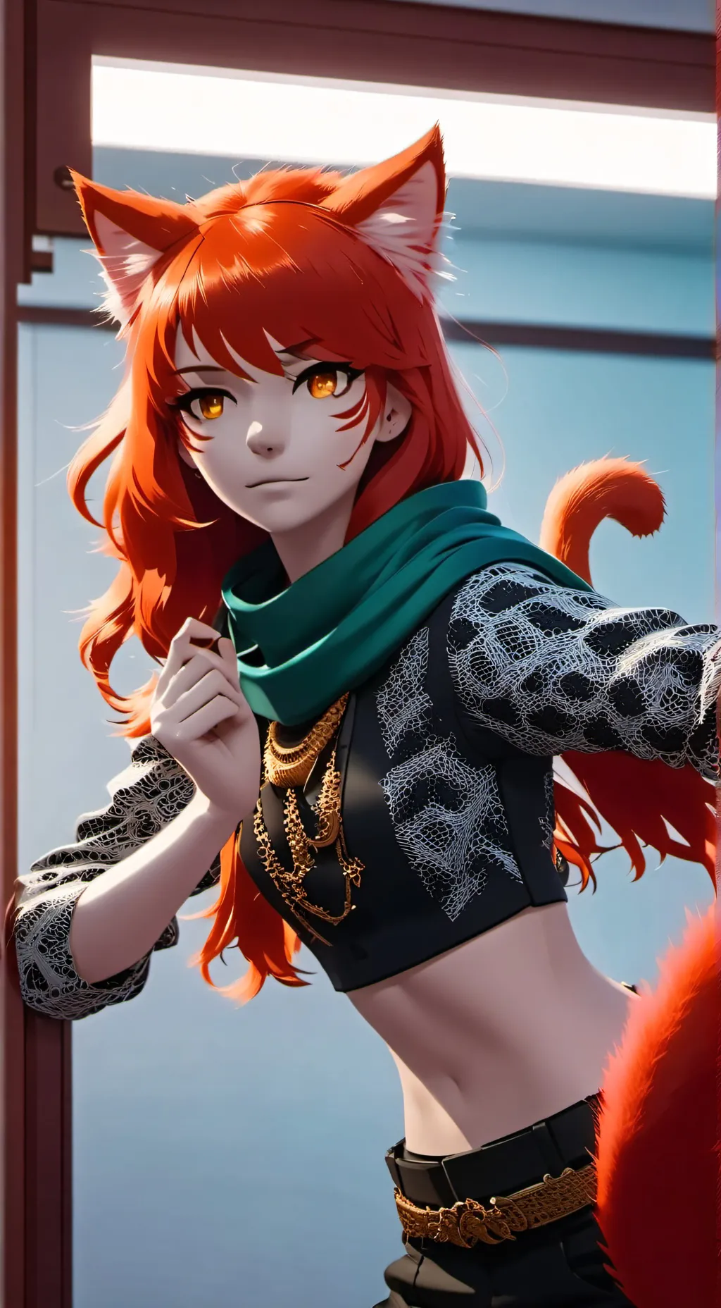 ai character: Redheaded Spirit Cat background
