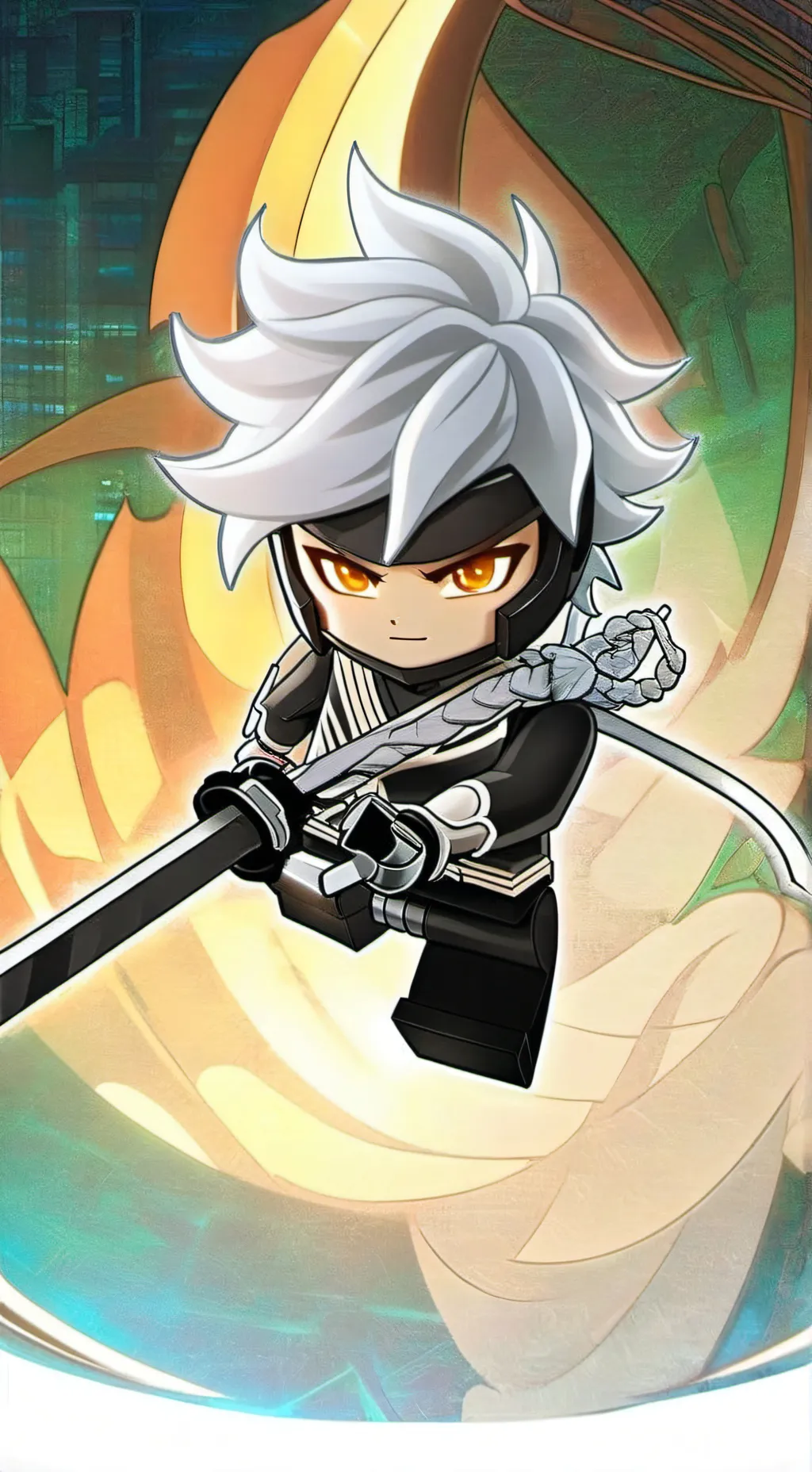 ai character: Zane from Ninjago  background