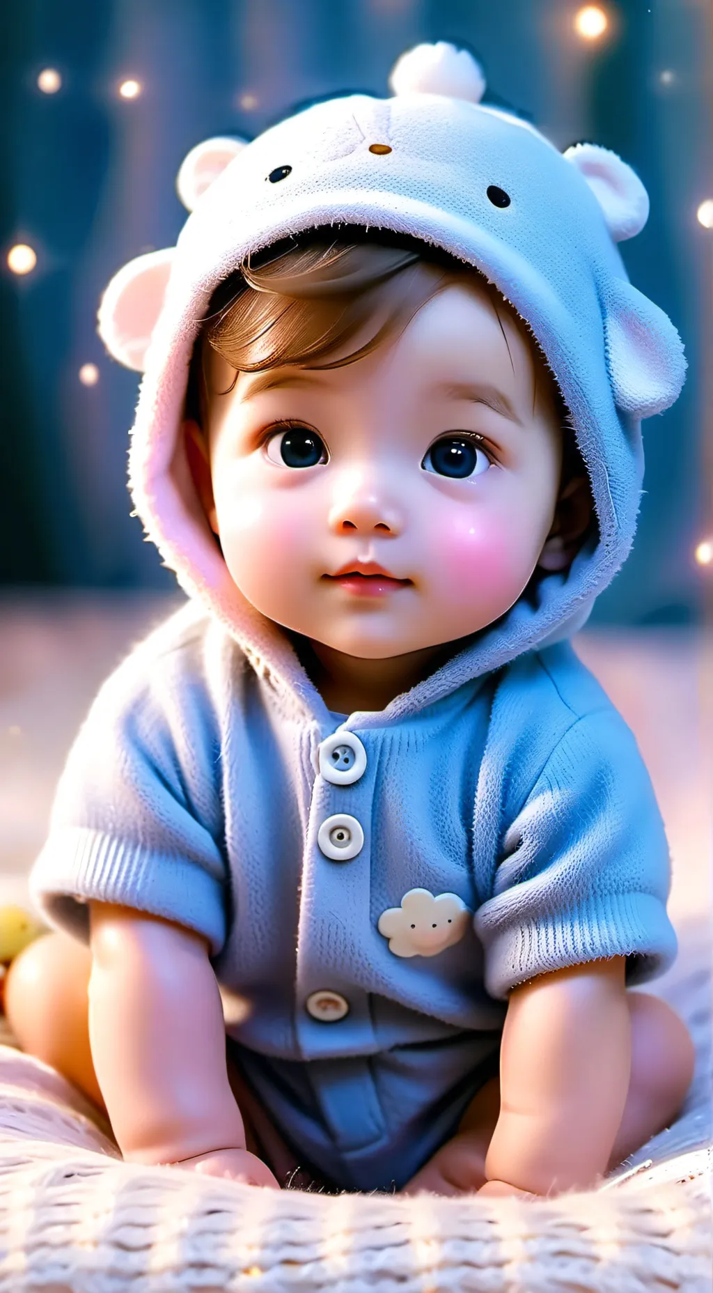 ai character: cute baby  background