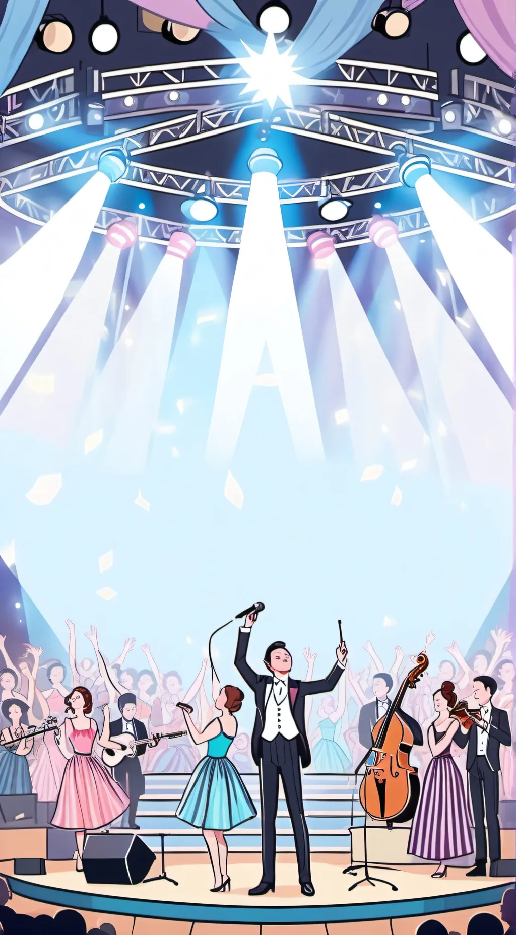 ai character: Talent show background