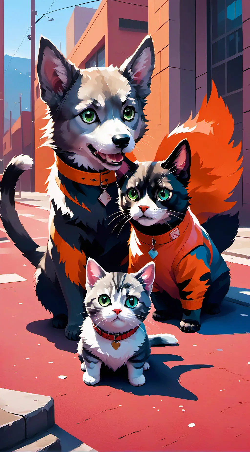 ai character: Cats v.s dogs background