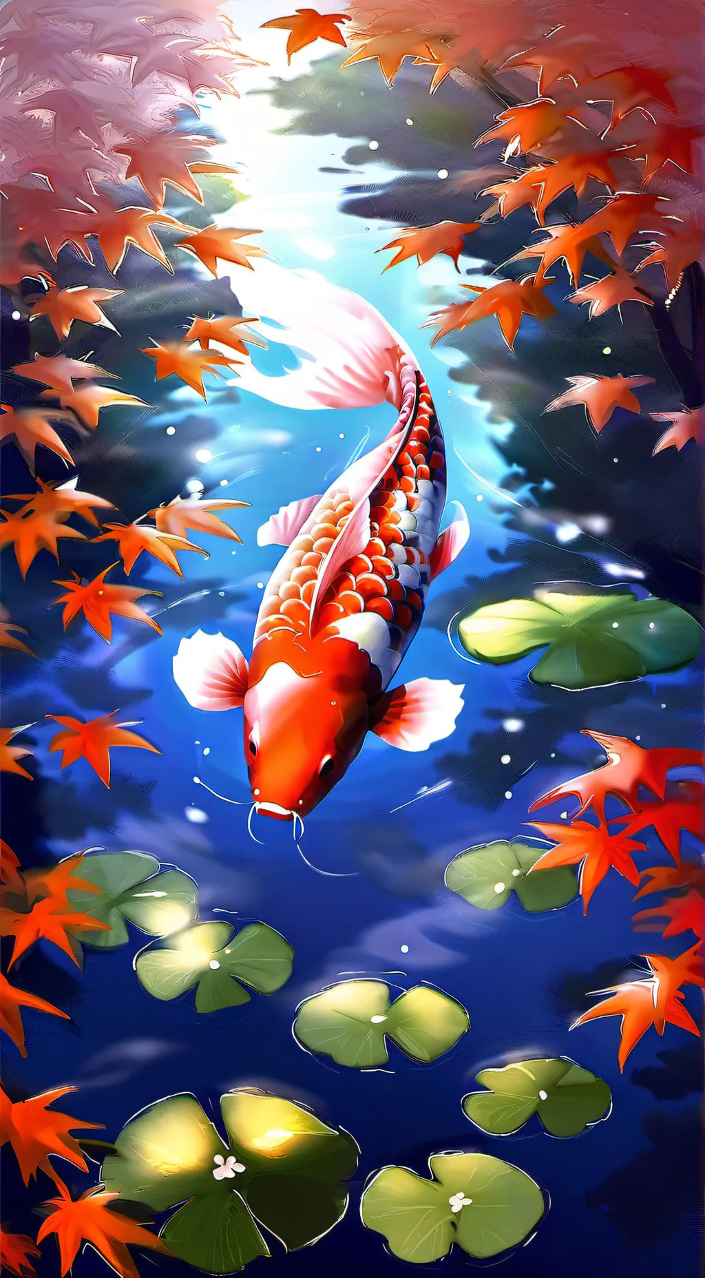 ai character: magic koi fish background