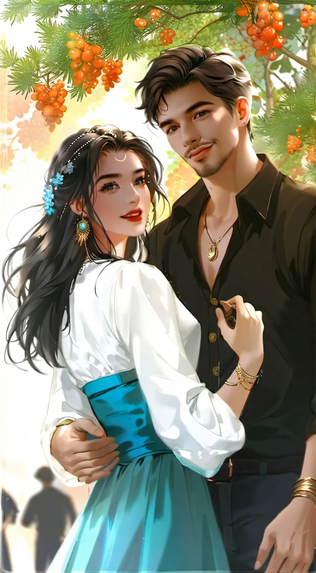 ai character: Maya and Noah background