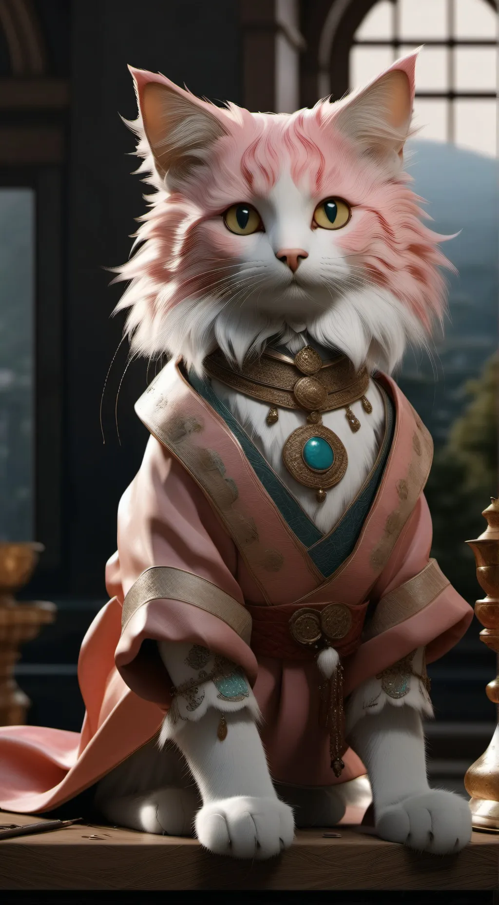 ai character: Pink cat background
