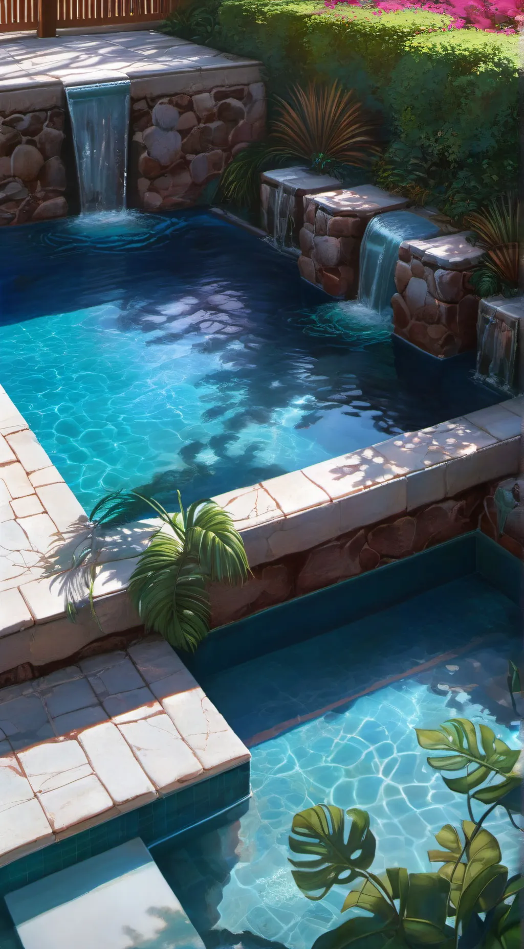 ai character: Mineta by the pool background