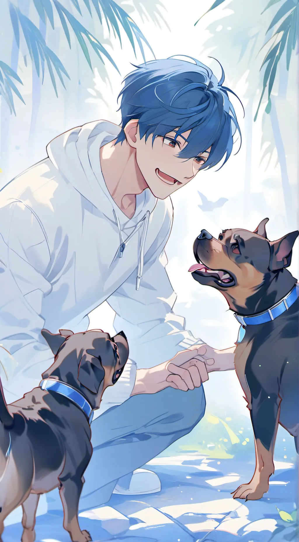 ai character: Dogs fighting background