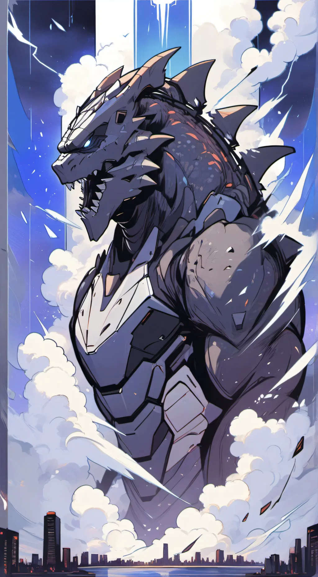 ai character: godzilla  background