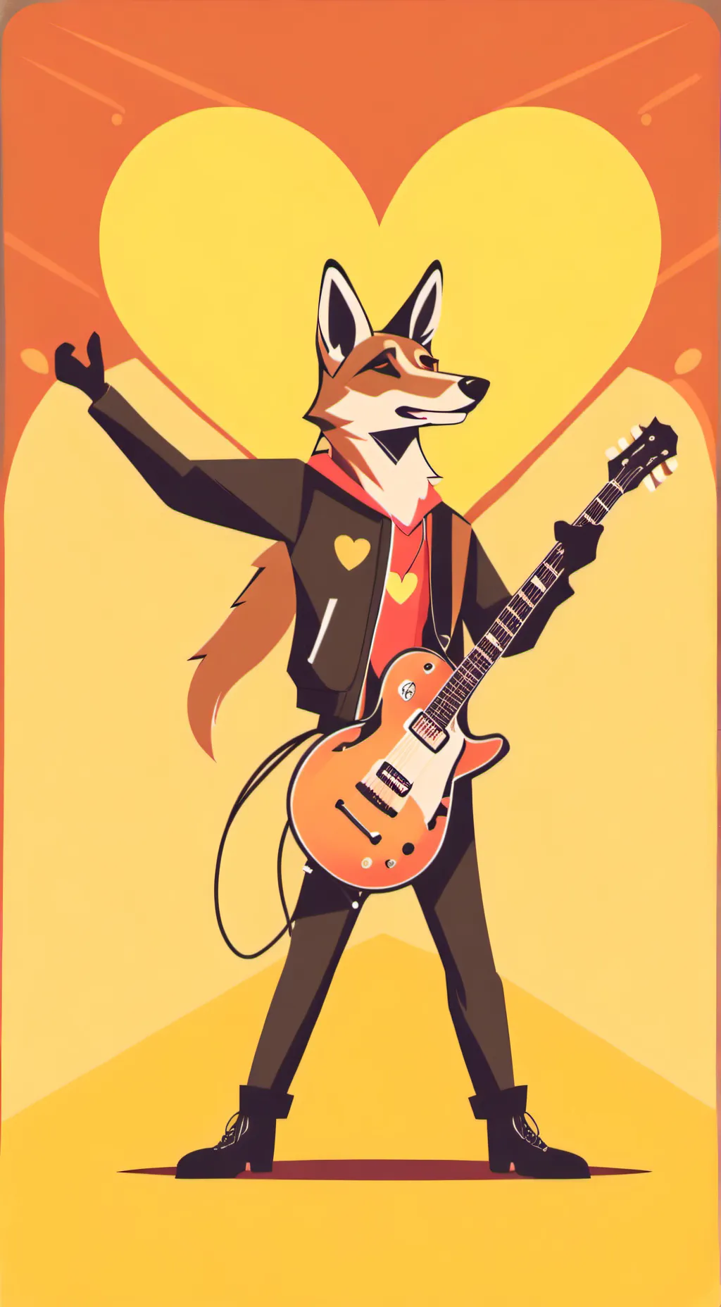 ai character: Coyote hearts background