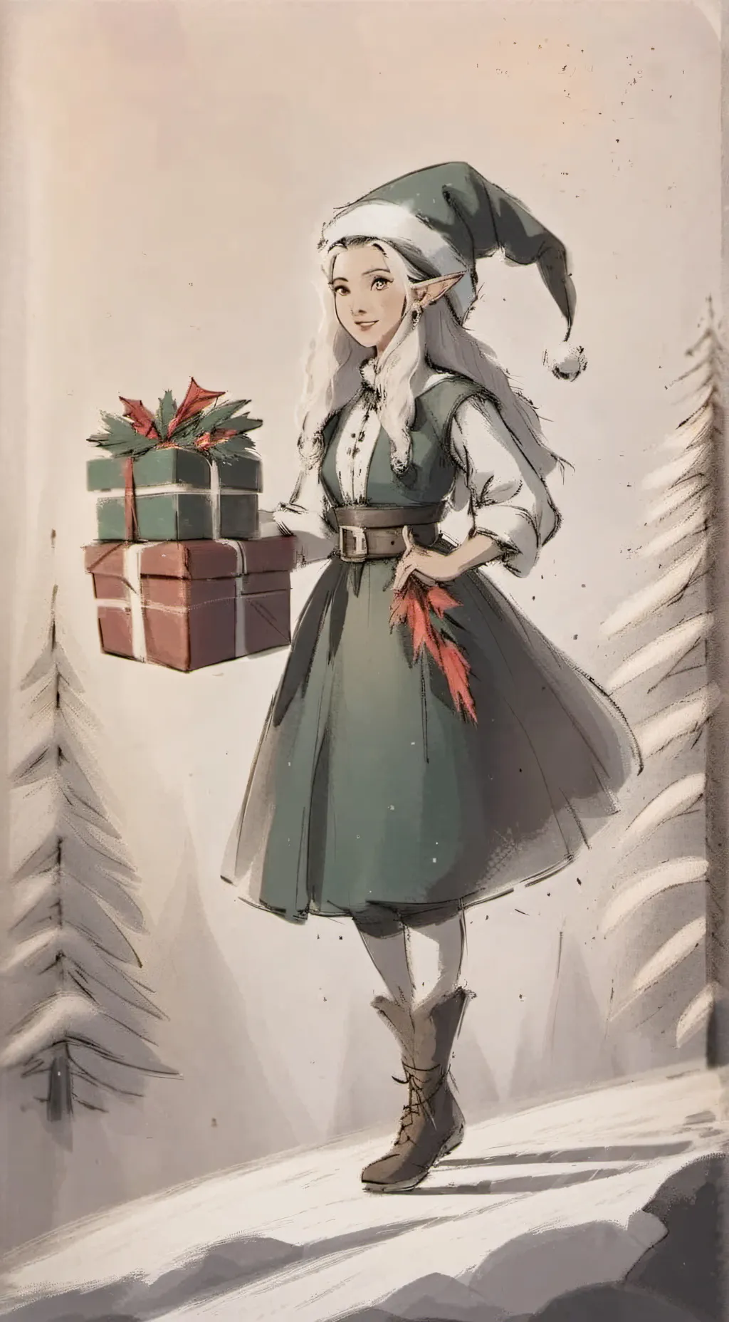 ai character: Christmas elf background