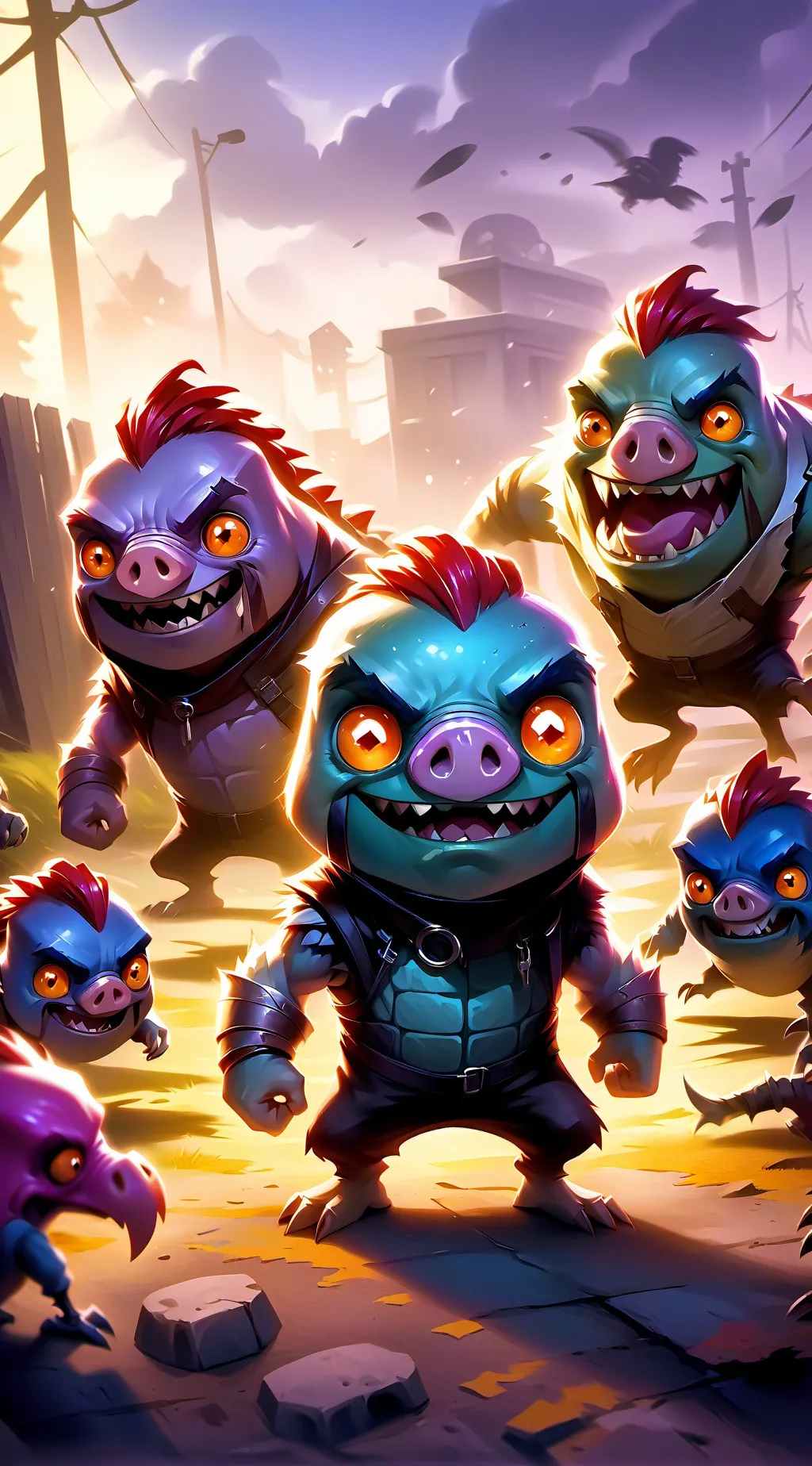 ai character: Smiling critters background