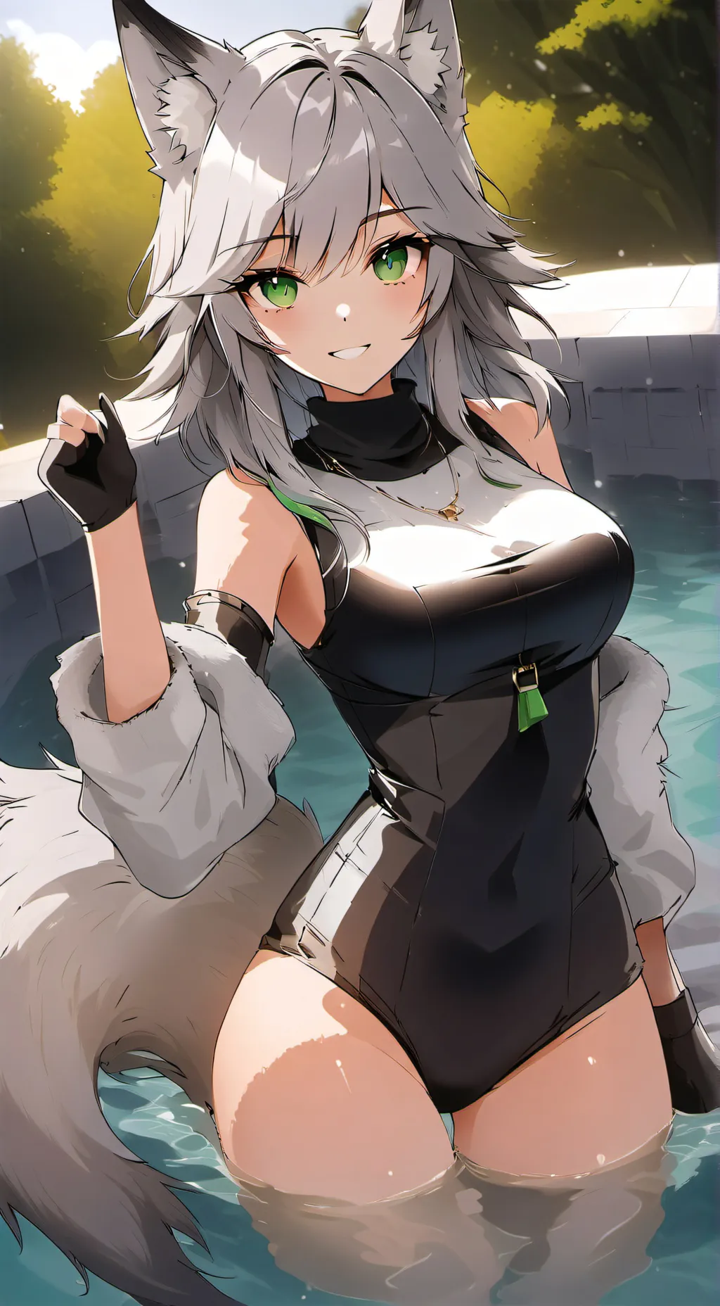 ai character: Emerald background