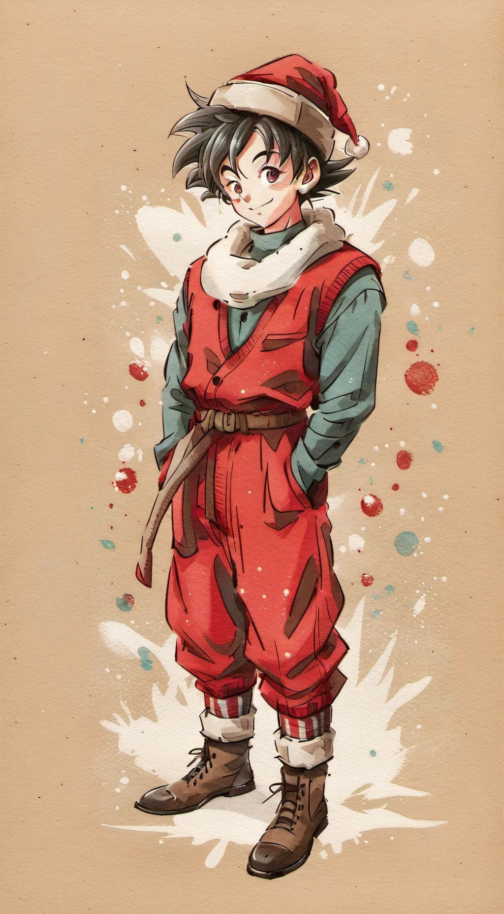 ai character: goku awesome xmas background