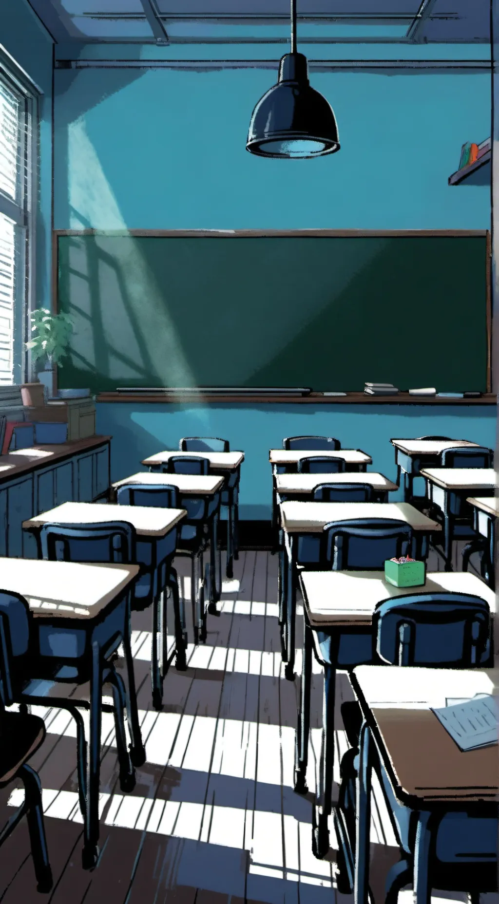 ai character: classroom drama background