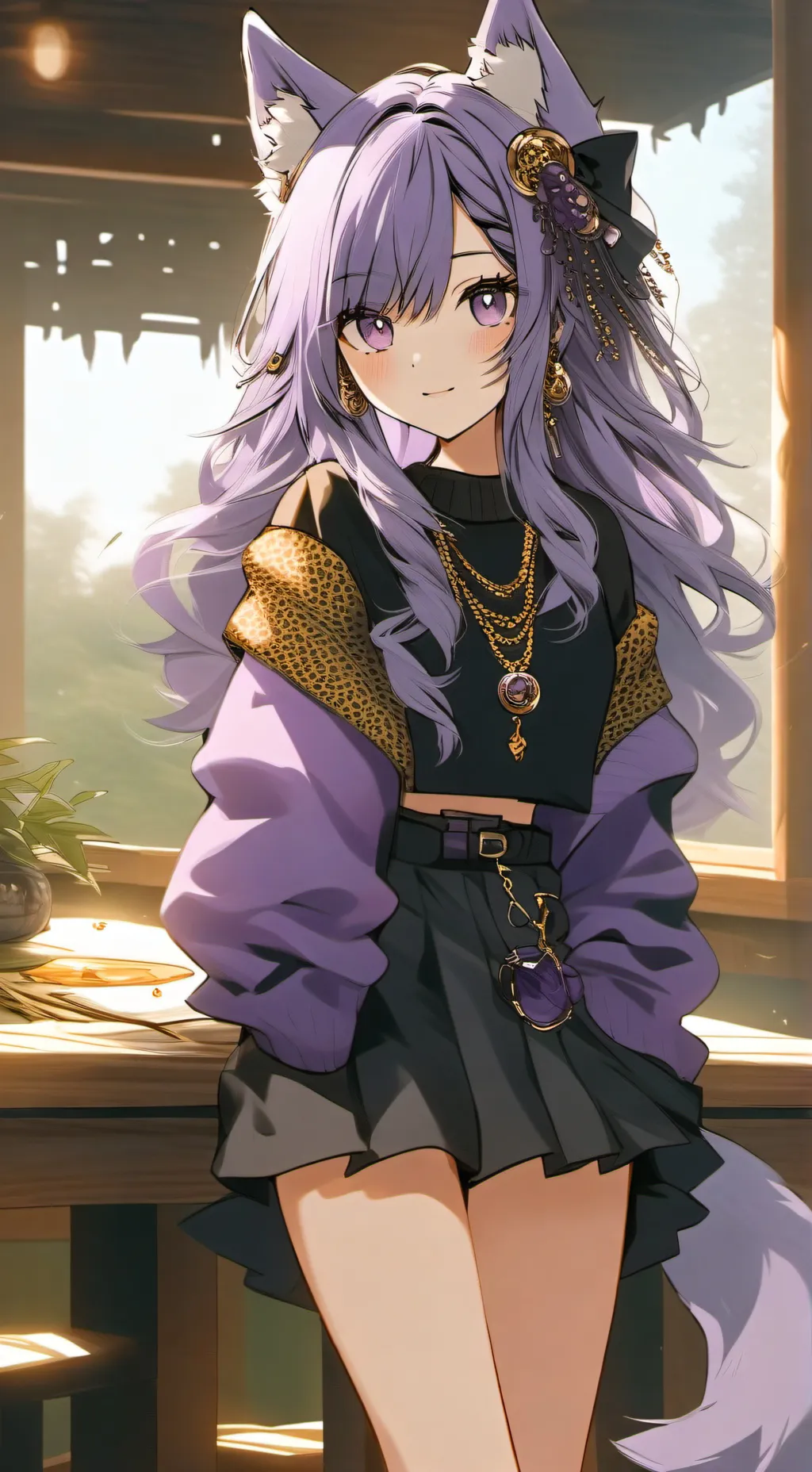 ai character: Violet background