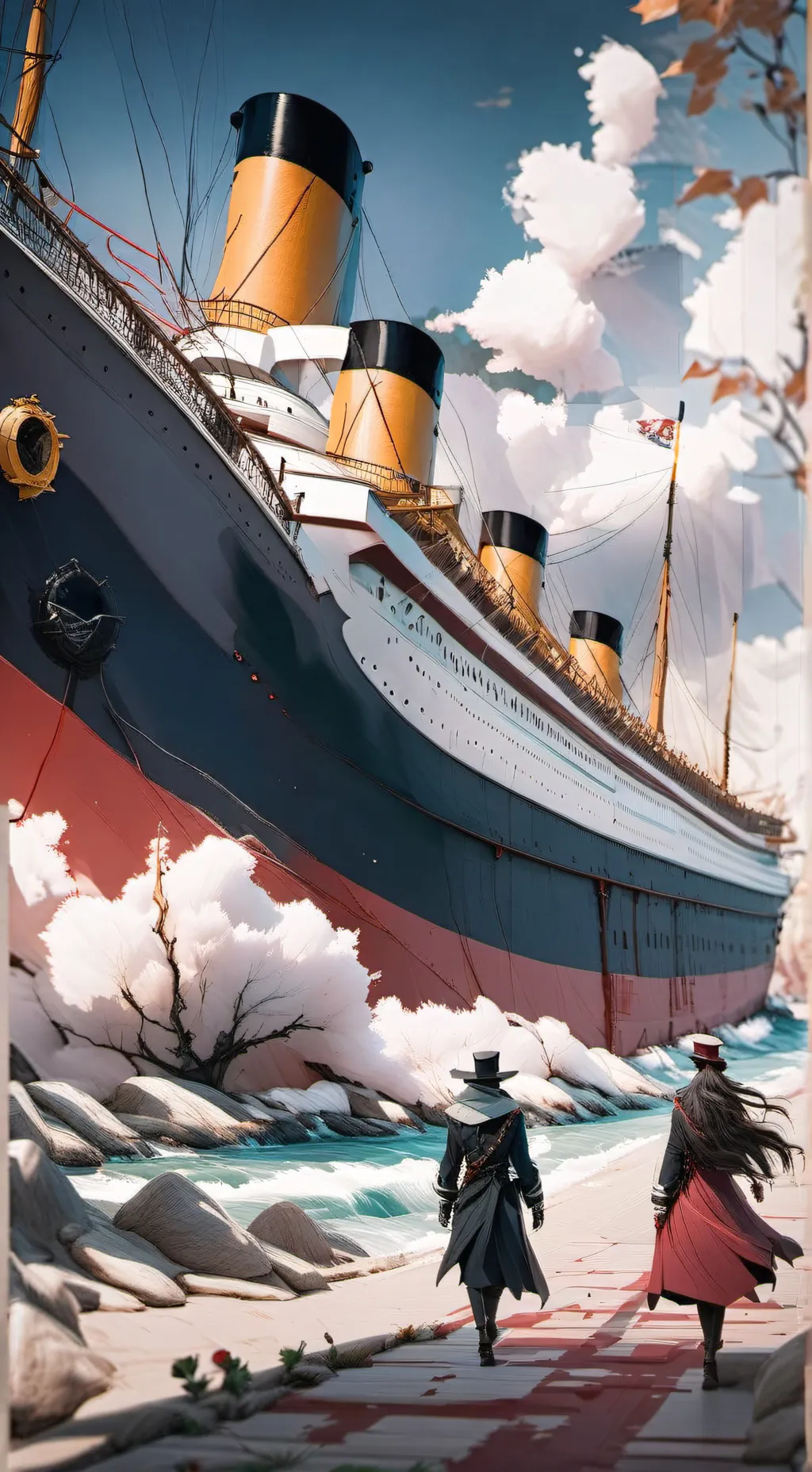 ai character: MHA on the titanic background