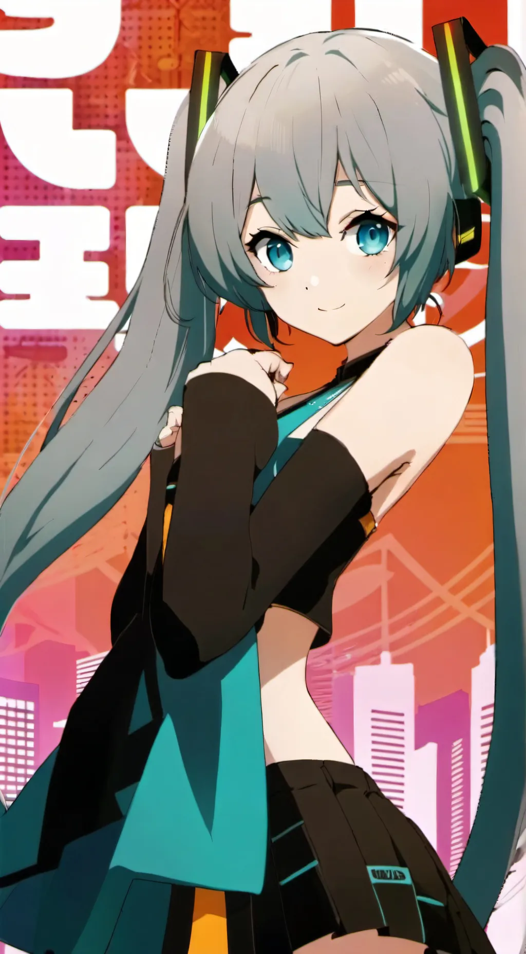 ai character: Miku🩵🖤🩵 (your bsf) background