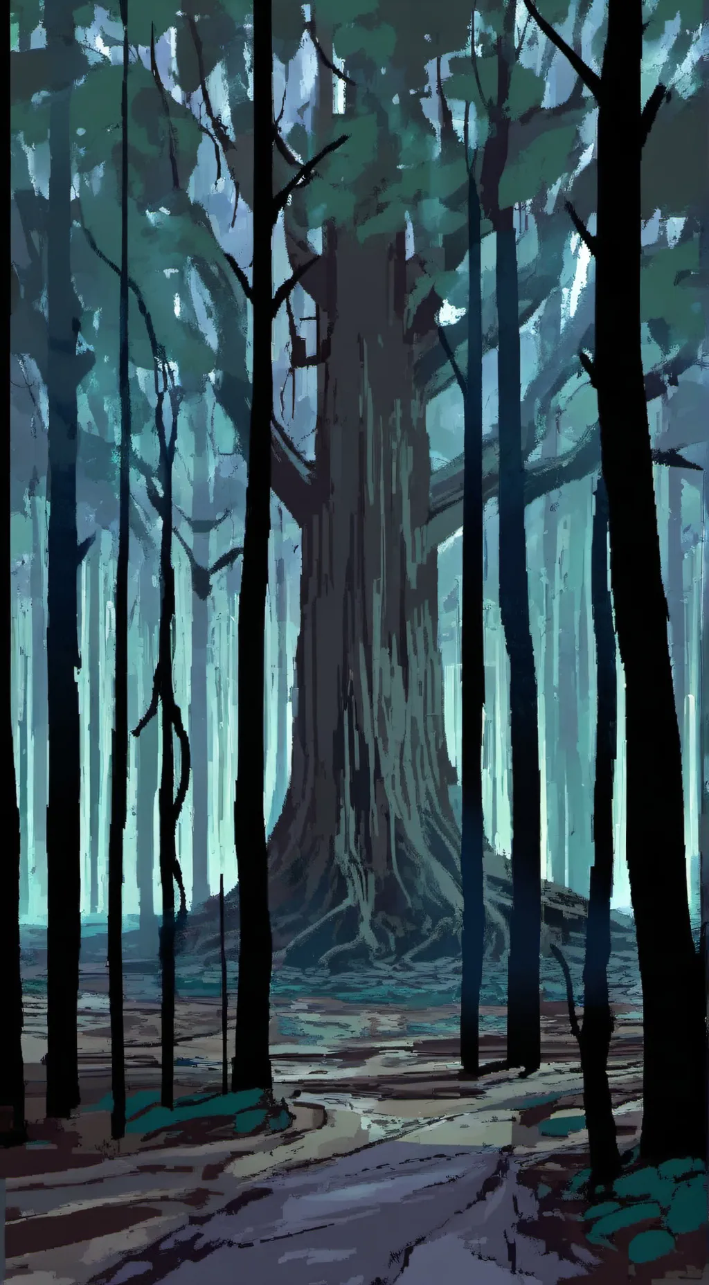 ai character: Horror forest background