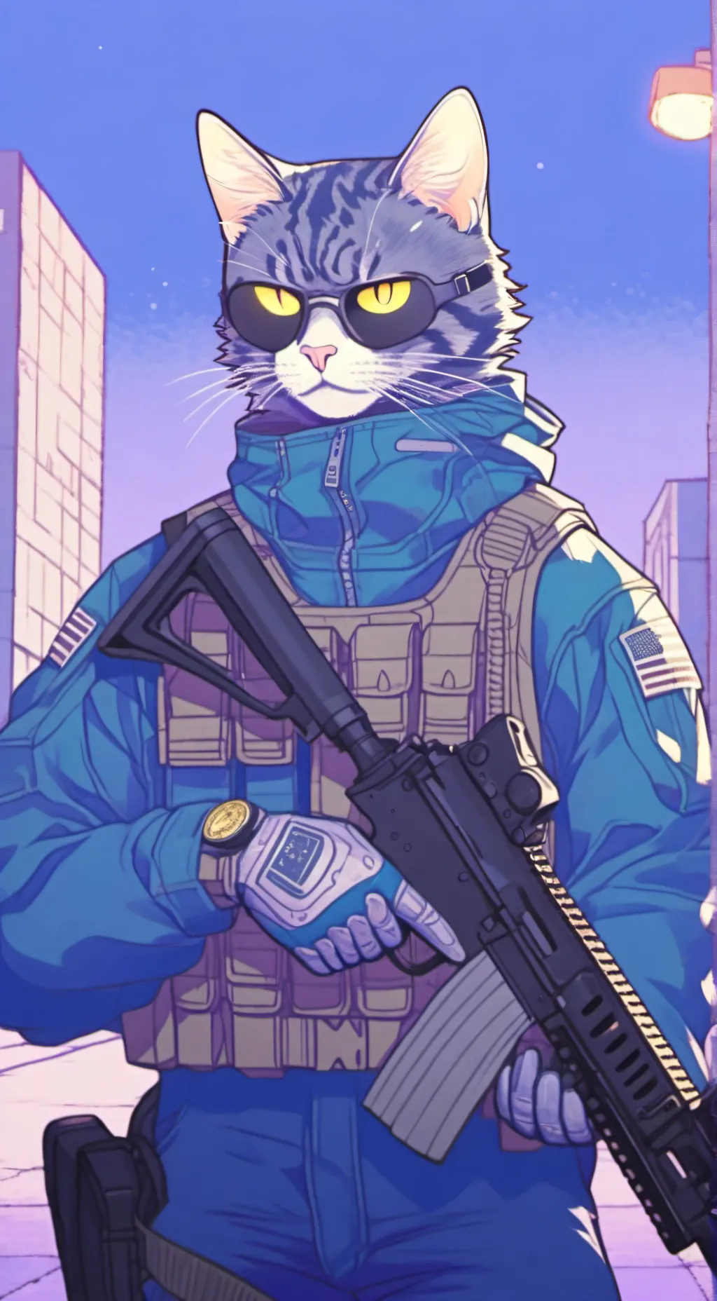 ai character: Stripe background