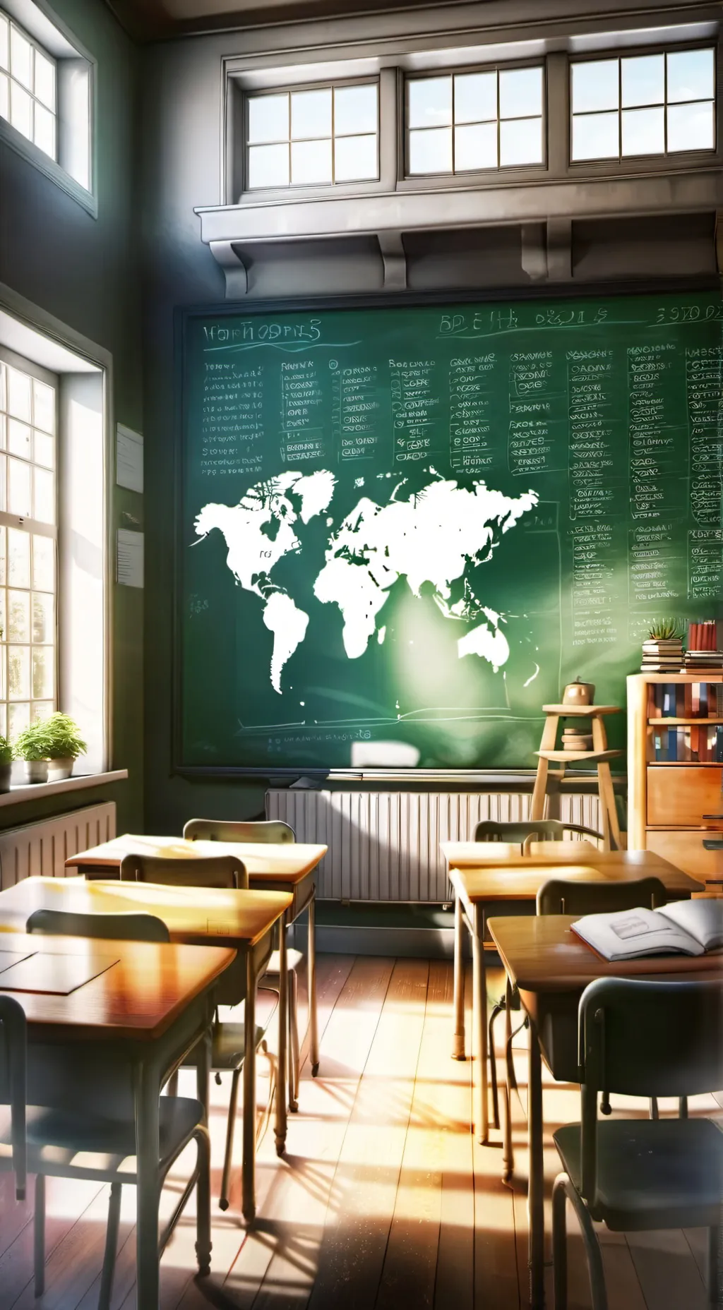 ai character: classroom background