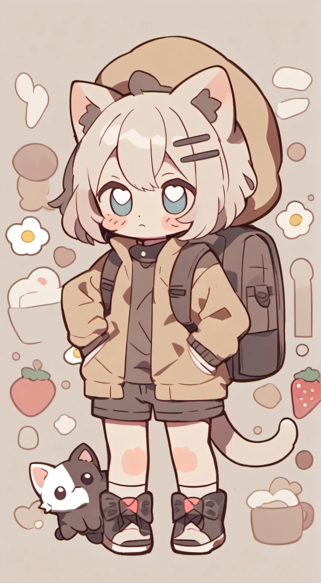 ai character: Emoji cat  background