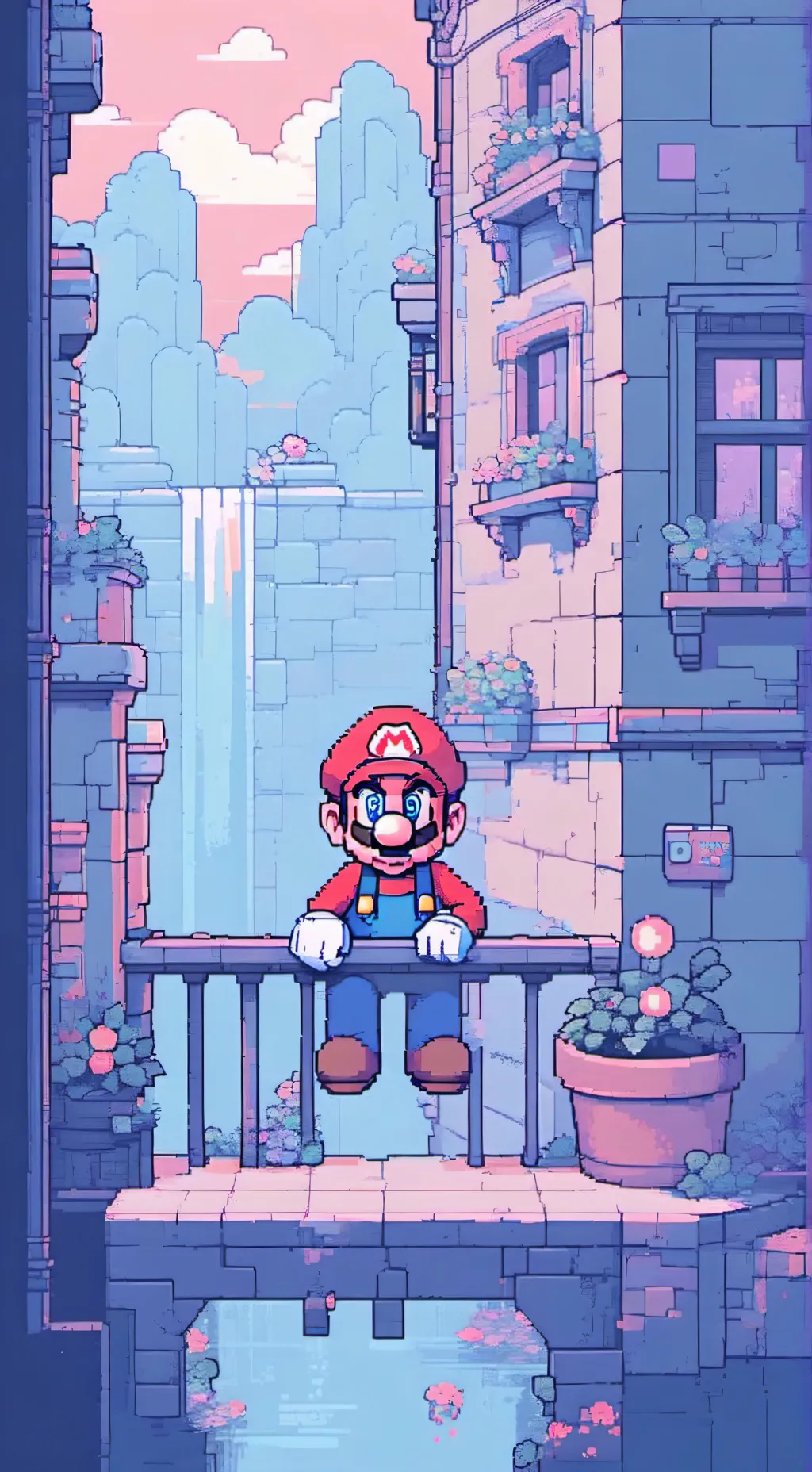 ai character: Mario Sleepover background