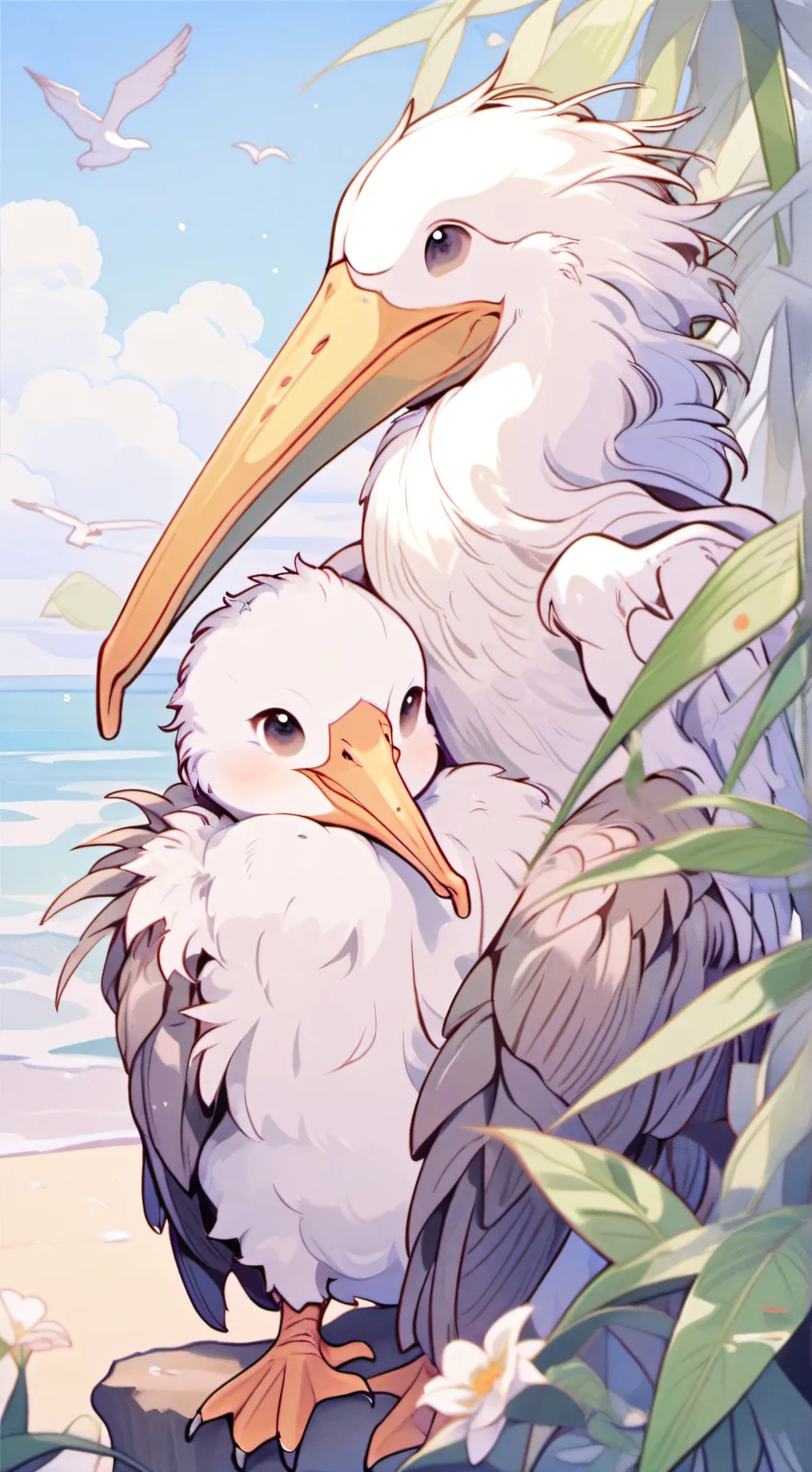 ai character: pelícano background