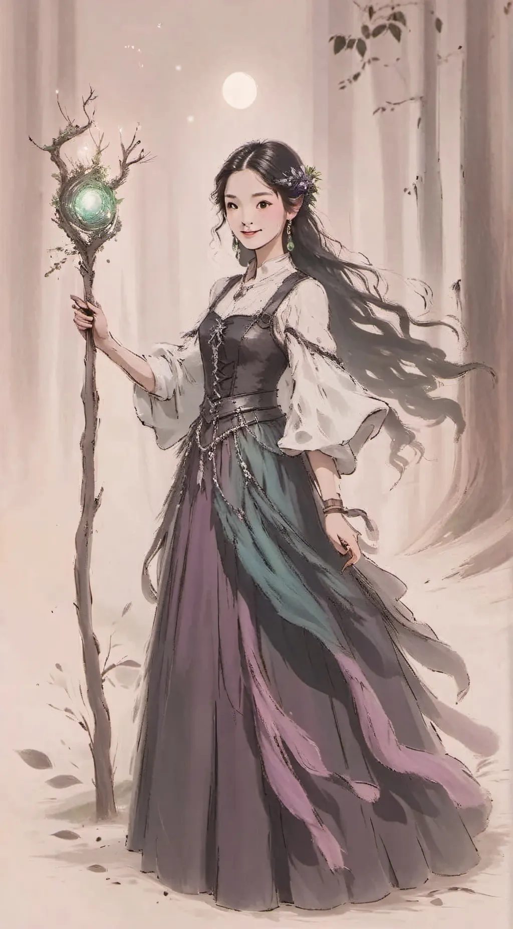 ai character: bruja de colores background