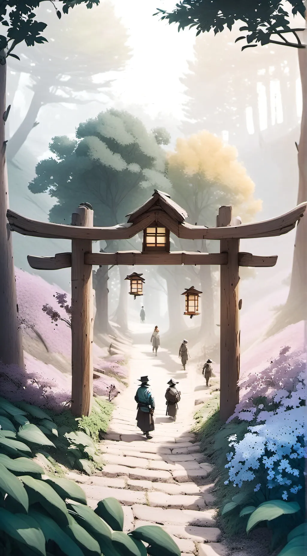 ai character: a village  background