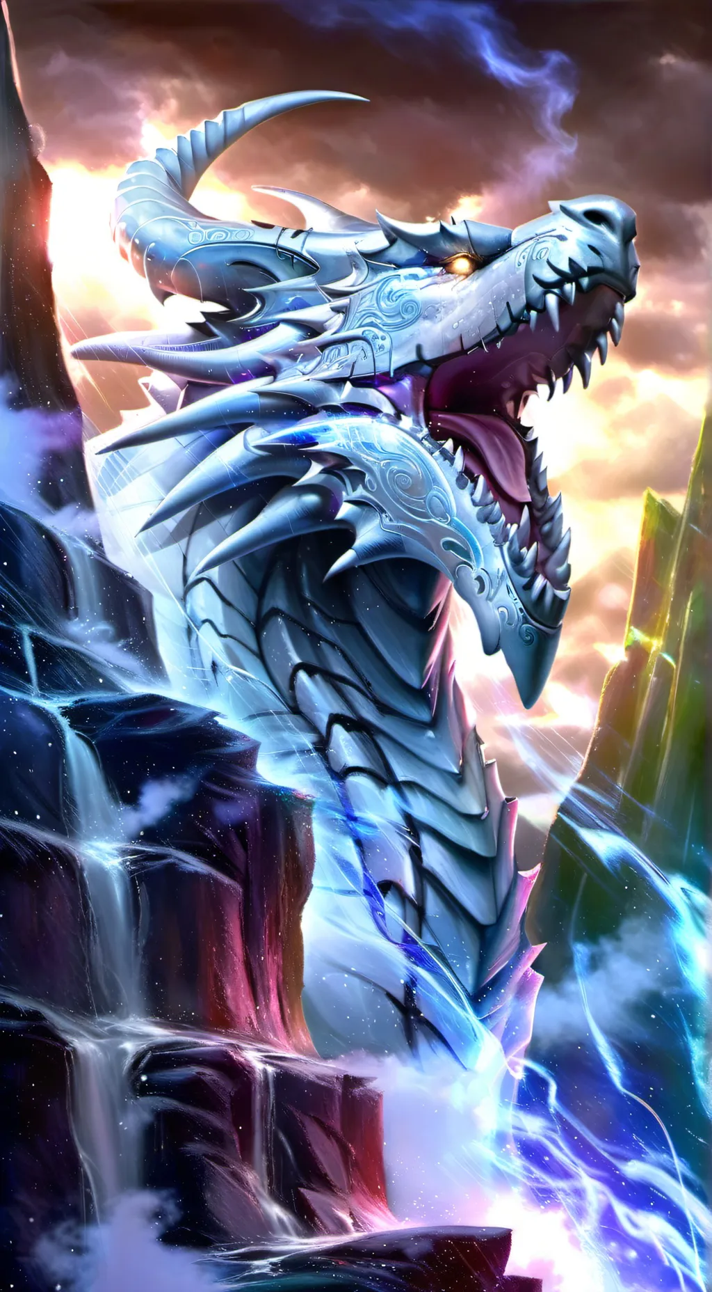 ai character: white dragon background