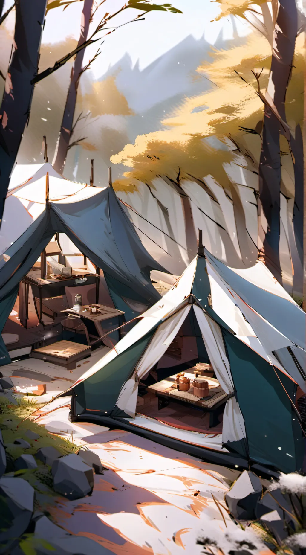 ai character: Mha camping trip background