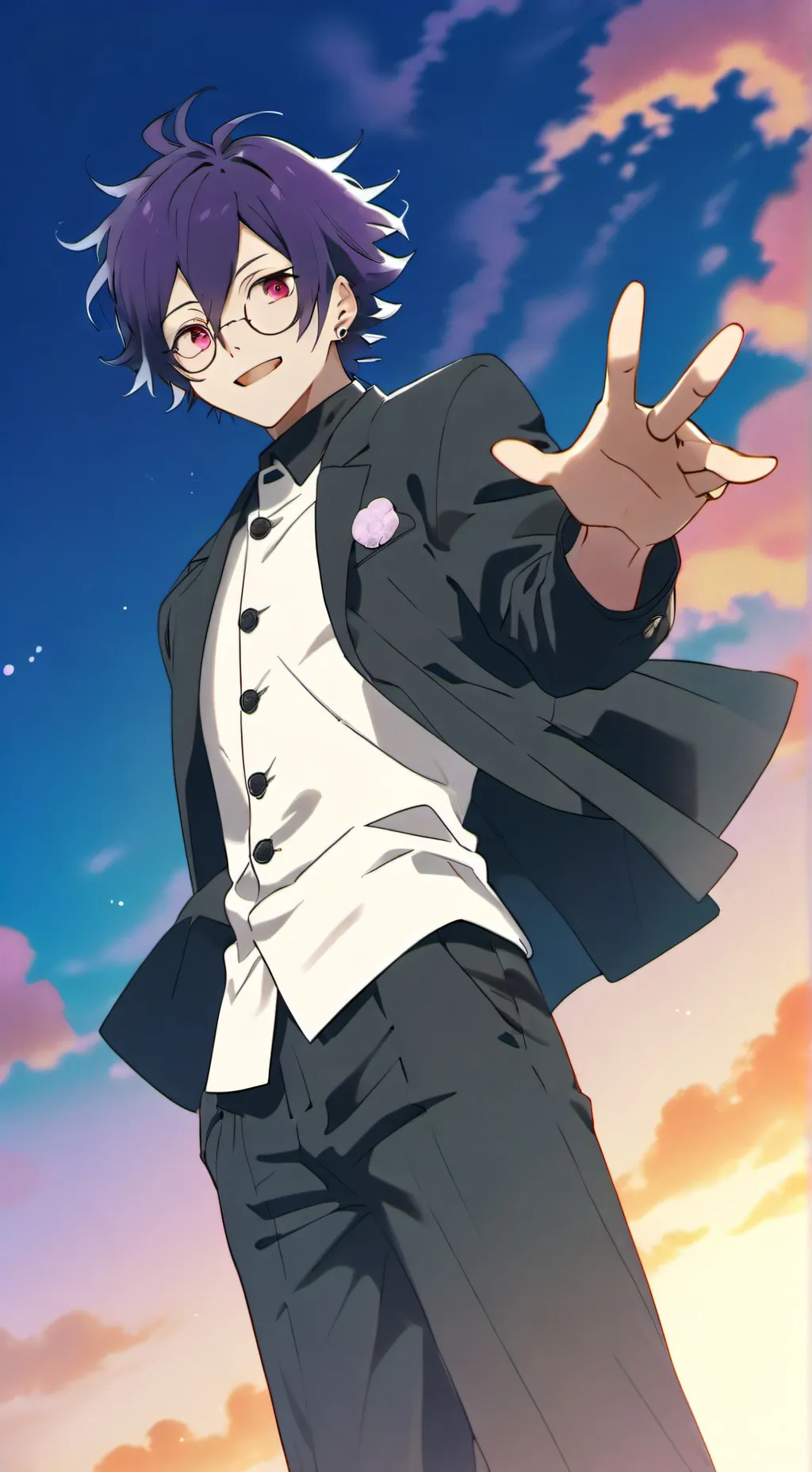 ai character: Kokichi with Gun background